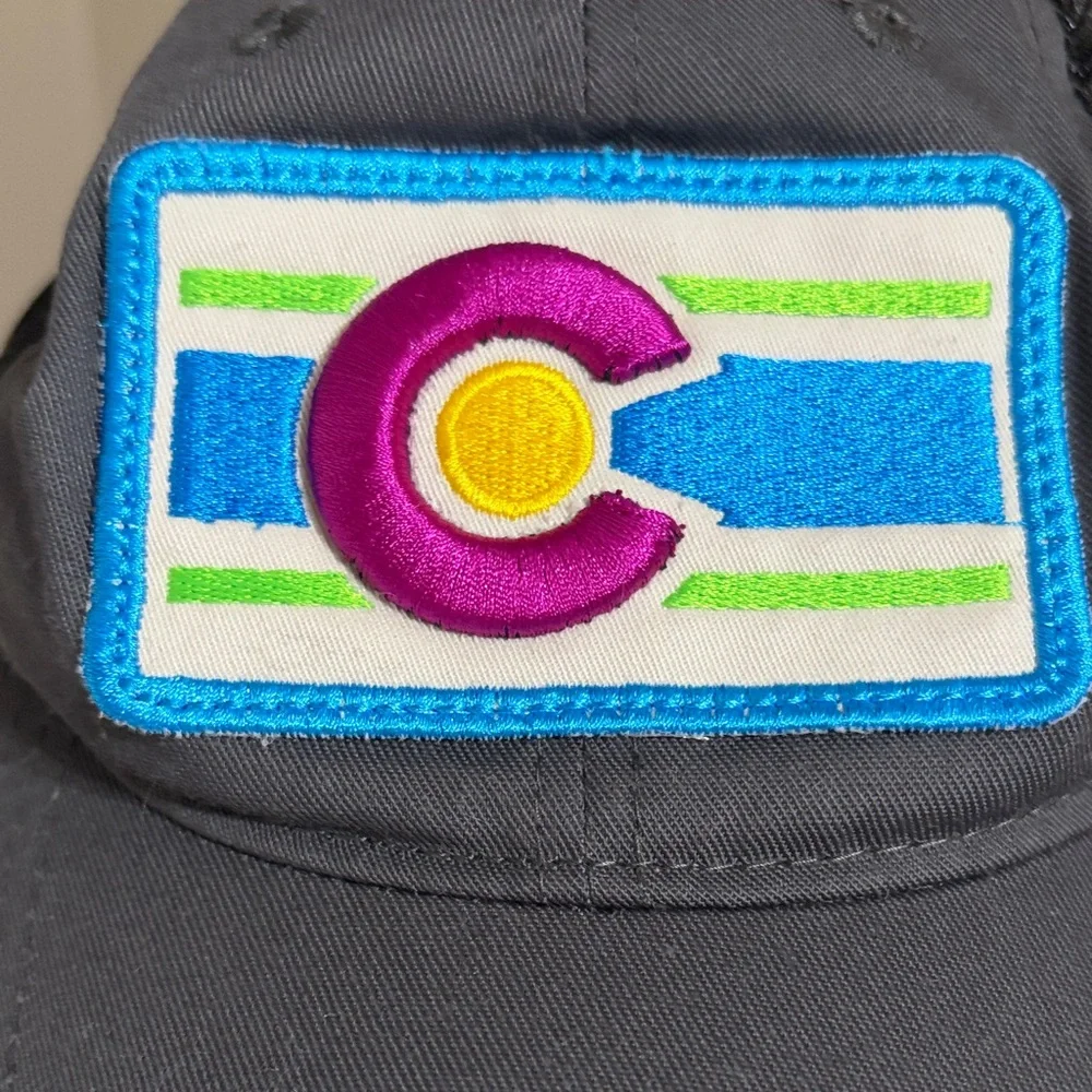 Black Trucker Hat with Colorful Colorado Patch